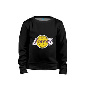 Детский свитшот хлопок с принтом LA Lakers в Новосибирске, 100% хлопок | круглый вырез горловины, эластичные манжеты, пояс и воротник | basketball | lakers | media | nba | toplanding | баскетболл | лейкерс | лого баскетбольных клубов | лос анджелес | нба