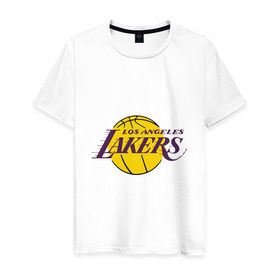 Мужская футболка хлопок с принтом LA Lakers в Новосибирске, 100% хлопок | прямой крой, круглый вырез горловины, длина до линии бедер, слегка спущенное плечо. | Тематика изображения на принте: basketball | lakers | media | nba | toplanding | баскетболл | лейкерс | лого баскетбольных клубов | лос анджелес | нба