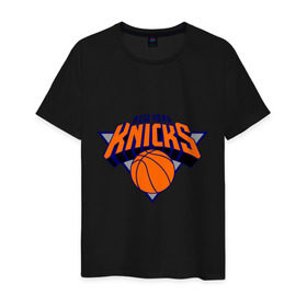 Мужская футболка хлопок с принтом NY Knicks в Новосибирске, 100% хлопок | прямой крой, круглый вырез горловины, длина до линии бедер, слегка спущенное плечо. | basketball | nba | баскетболл | лого баскетбольных клубов | нба | нью йорк