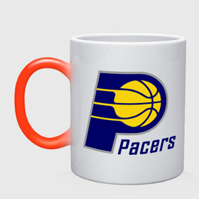 Кружка хамелеон с принтом Pacers в Новосибирске, керамика | меняет цвет при нагревании, емкость 330 мл | basketball | nba | баскетболл | лого баскетбольных клубов | нба