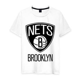 Мужская футболка хлопок с принтом Nets Brooklyn в Новосибирске, 100% хлопок | прямой крой, круглый вырез горловины, длина до линии бедер, слегка спущенное плечо. | бруклин