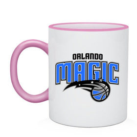 Кружка двухцветная с принтом Orlando в Новосибирске, керамика | объем — 330 мл, диаметр — 80 мм. Цветная ручка и кайма сверху, в некоторых цветах — вся внутренняя часть | basketball | nba | баскетболл | лого баскетбольных клубов | нба | орландо меджик