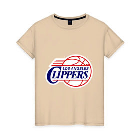 Женская футболка хлопок с принтом LA Clippers в Новосибирске, 100% хлопок | прямой крой, круглый вырез горловины, длина до линии бедер, слегка спущенное плечо | basketball | nba | баскетболл | лого баскетбольных клубов | лос анджелес | нба