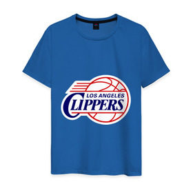 Мужская футболка хлопок с принтом LA Clippers в Новосибирске, 100% хлопок | прямой крой, круглый вырез горловины, длина до линии бедер, слегка спущенное плечо. | basketball | nba | баскетболл | лого баскетбольных клубов | лос анджелес | нба