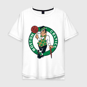 Мужская футболка хлопок Oversize с принтом Boston в Новосибирске, 100% хлопок | свободный крой, круглый ворот, “спинка” длиннее передней части | basketball | nba | баскетболл | бостон | лого баскетбольных клубов | нба