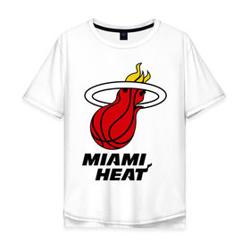Мужская футболка хлопок Oversize с принтом Miami Heat-logo в Новосибирске, 100% хлопок | свободный крой, круглый ворот, “спинка” длиннее передней части | basketball | nba | баскетболл | лого баскетбольных клубов | майами | нба