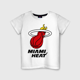 Детская футболка хлопок с принтом Miami Heat-logo в Новосибирске, 100% хлопок | круглый вырез горловины, полуприлегающий силуэт, длина до линии бедер | Тематика изображения на принте: basketball | nba | баскетболл | лого баскетбольных клубов | майами | нба