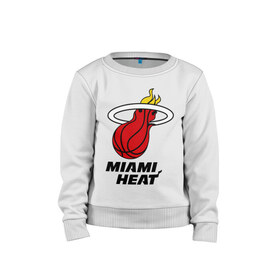 Детский свитшот хлопок с принтом Miami Heat-logo в Новосибирске, 100% хлопок | круглый вырез горловины, эластичные манжеты, пояс и воротник | Тематика изображения на принте: basketball | nba | баскетболл | лого баскетбольных клубов | майами | нба