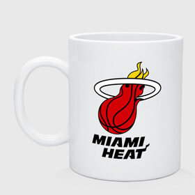 Кружка с принтом Miami Heat-logo в Новосибирске, керамика | объем — 330 мл, диаметр — 80 мм. Принт наносится на бока кружки, можно сделать два разных изображения | basketball | nba | баскетболл | лого баскетбольных клубов | майами | нба