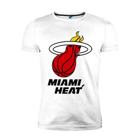 Мужская футболка премиум с принтом Miami Heat-logo в Новосибирске, 92% хлопок, 8% лайкра | приталенный силуэт, круглый вырез ворота, длина до линии бедра, короткий рукав | basketball | nba | баскетболл | лого баскетбольных клубов | майами | нба
