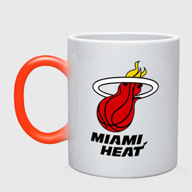 Кружка хамелеон с принтом Miami Heat-logo в Новосибирске, керамика | меняет цвет при нагревании, емкость 330 мл | basketball | nba | баскетболл | лого баскетбольных клубов | майами | нба