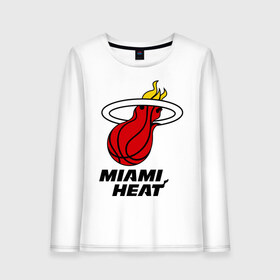 Женский лонгслив хлопок с принтом Miami Heat-logo в Новосибирске, 100% хлопок |  | basketball | nba | баскетболл | лого баскетбольных клубов | майами | нба