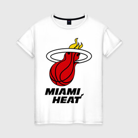 Женская футболка хлопок с принтом Miami Heat-logo в Новосибирске, 100% хлопок | прямой крой, круглый вырез горловины, длина до линии бедер, слегка спущенное плечо | basketball | nba | баскетболл | лого баскетбольных клубов | майами | нба