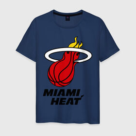 Мужская футболка хлопок с принтом Miami Heat-logo в Новосибирске, 100% хлопок | прямой крой, круглый вырез горловины, длина до линии бедер, слегка спущенное плечо. | basketball | nba | баскетболл | лого баскетбольных клубов | майами | нба