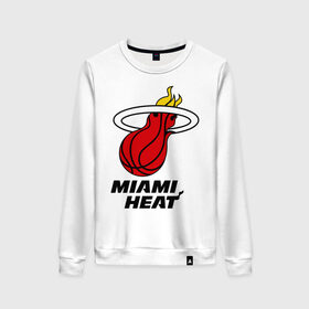 Женский свитшот хлопок с принтом Miami Heat-logo в Новосибирске, 100% хлопок | прямой крой, круглый вырез, на манжетах и по низу широкая трикотажная резинка  | basketball | nba | баскетболл | лого баскетбольных клубов | майами | нба