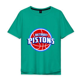 Мужская футболка хлопок Oversize с принтом Detroit Pistons - logo в Новосибирске, 100% хлопок | свободный крой, круглый ворот, “спинка” длиннее передней части | basketball | nba | баскетболл | детроит | лого баскетбольных клубов | нба
