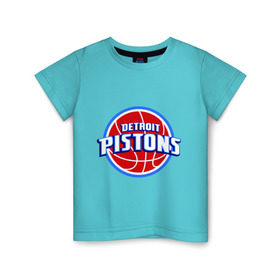 Детская футболка хлопок с принтом Detroit Pistons - logo в Новосибирске, 100% хлопок | круглый вырез горловины, полуприлегающий силуэт, длина до линии бедер | basketball | nba | баскетболл | детроит | лого баскетбольных клубов | нба