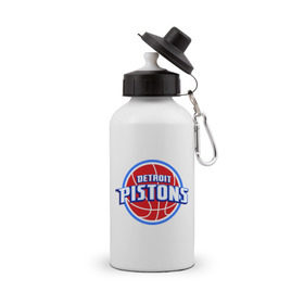 Бутылка спортивная с принтом Detroit Pistons - logo в Новосибирске, металл | емкость — 500 мл, в комплекте две пластиковые крышки и карабин для крепления | basketball | nba | баскетболл | детроит | лого баскетбольных клубов | нба
