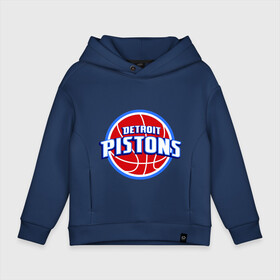 Детское худи Oversize хлопок с принтом Detroit Pistons - logo в Новосибирске, френч-терри — 70% хлопок, 30% полиэстер. Мягкий теплый начес внутри —100% хлопок | боковые карманы, эластичные манжеты и нижняя кромка, капюшон на магнитной кнопке | basketball | nba | баскетболл | детроит | лого баскетбольных клубов | нба
