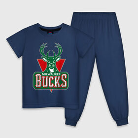 Детская пижама хлопок с принтом Milwaukee Bucks - logo в Новосибирске, 100% хлопок |  брюки и футболка прямого кроя, без карманов, на брюках мягкая резинка на поясе и по низу штанин
 | basketball | nba | баскетболл | лого баскетбольных клубов | нба