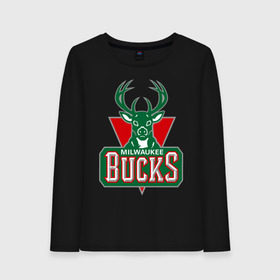 Женский лонгслив хлопок с принтом Milwaukee Bucks - logo в Новосибирске, 100% хлопок |  | basketball | nba | баскетболл | лого баскетбольных клубов | нба