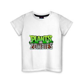 Детская футболка хлопок с принтом Plants vs zombies в Новосибирске, 100% хлопок | круглый вырез горловины, полуприлегающий силуэт, длина до линии бедер | Тематика изображения на принте: plants | zombies | игры