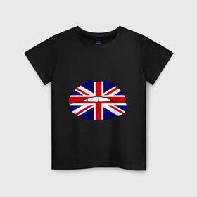 Детская футболка хлопок с принтом Britain lips в Новосибирске, 100% хлопок | круглый вырез горловины, полуприлегающий силуэт, длина до линии бедер | england | great britain | lips | англия | британия | британский флаг | великобритания | губы | поцелуй