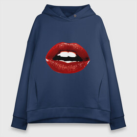 Женское худи Oversize хлопок с принтом Pop art lips в Новосибирске, френч-терри — 70% хлопок, 30% полиэстер. Мягкий теплый начес внутри —100% хлопок | боковые карманы, эластичные манжеты и нижняя кромка, капюшон на магнитной кнопке | поп арт