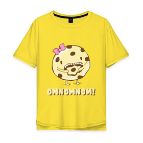 Мужская футболка хлопок Oversize с принтом Omnomnom! в Новосибирске, 100% хлопок | свободный крой, круглый ворот, “спинка” длиннее передней части | omnomnom | девушкам | для девушек | животные | мило | парные | пирожное
