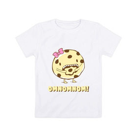 Детская футболка хлопок с принтом Omnomnom! в Новосибирске, 100% хлопок | круглый вырез горловины, полуприлегающий силуэт, длина до линии бедер | omnomnom | девушкам | для девушек | животные | мило | парные | пирожное
