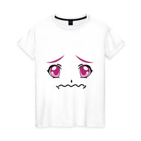 Женская футболка хлопок с принтом Розовые аниме глаза в Новосибирске, 100% хлопок | прямой крой, круглый вырез горловины, длина до линии бедер, слегка спущенное плечо | anime | аниме | взгляд | глаза | лицо | розовые глаза