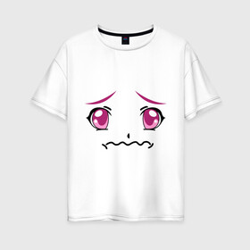 Женская футболка хлопок Oversize с принтом Розовые аниме глаза в Новосибирске, 100% хлопок | свободный крой, круглый ворот, спущенный рукав, длина до линии бедер
 | anime | аниме | взгляд | глаза | лицо | розовые глаза
