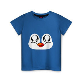 Детская футболка хлопок с принтом Морда пингвина в Новосибирске, 100% хлопок | круглый вырез горловины, полуприлегающий силуэт, длина до линии бедер | пингвин
