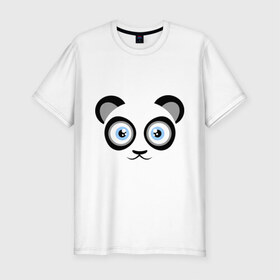 Мужская футболка премиум с принтом Мордочка панды в Новосибирске, 92% хлопок, 8% лайкра | приталенный силуэт, круглый вырез ворота, длина до линии бедра, короткий рукав | Тематика изображения на принте: панда