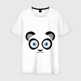 Мужская футболка хлопок с принтом Мордочка панды в Новосибирске, 100% хлопок | прямой крой, круглый вырез горловины, длина до линии бедер, слегка спущенное плечо. | панда