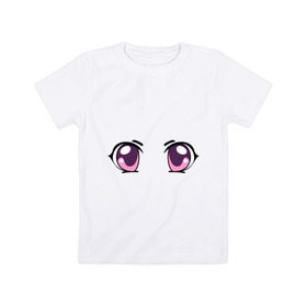 Детская футболка хлопок с принтом Фиолетовые аниме глаза в Новосибирске, 100% хлопок | круглый вырез горловины, полуприлегающий силуэт, длина до линии бедер | anime | взгляд | лицо
