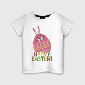Детская футболка хлопок с принтом Easter rabbit в Новосибирске, 100% хлопок | круглый вырез горловины, полуприлегающий силуэт, длина до линии бедер | happy easter | кролик | пасха | пасхальное яйцо | пасхальный кролик | счастливой пасхи