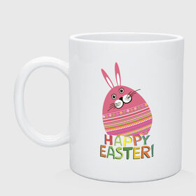 Кружка с принтом Easter rabbit в Новосибирске, керамика | объем — 330 мл, диаметр — 80 мм. Принт наносится на бока кружки, можно сделать два разных изображения | Тематика изображения на принте: happy easter | кролик | пасха | пасхальное яйцо | пасхальный кролик | счастливой пасхи