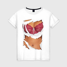 Женская футболка хлопок с принтом Идеальный бюст в Новосибирске, 100% хлопок | прямой крой, круглый вырез горловины, длина до линии бедер, слегка спущенное плечо | грудь | женское тело | подарок бабушке | подарок жене | тело