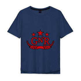 Мужская футболка хлопок Oversize с принтом GNR red в Новосибирске, 100% хлопок | свободный крой, круглый ворот, “спинка” длиннее передней части | guns and roses | guns n roses | rock | ганс н роуз | музыка | рок