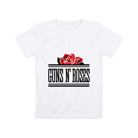 Детская футболка хлопок с принтом Guns n roses red в Новосибирске, 100% хлопок | круглый вырез горловины, полуприлегающий силуэт, длина до линии бедер | guns and roses | rock | ганс н роуз | музыка | рок