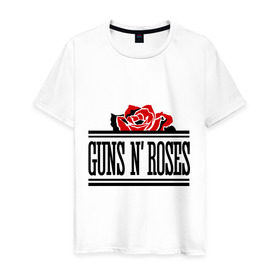 Мужская футболка хлопок с принтом Guns n roses red в Новосибирске, 100% хлопок | прямой крой, круглый вырез горловины, длина до линии бедер, слегка спущенное плечо. | guns and roses | rock | ганс н роуз | музыка | рок
