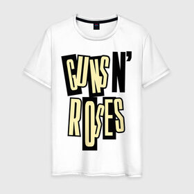 Мужская футболка хлопок с принтом Guns n roses cream в Новосибирске, 100% хлопок | прямой крой, круглый вырез горловины, длина до линии бедер, слегка спущенное плечо. | guns and roses | rock | ганс н роуз | музыка | рок