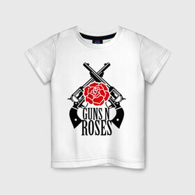 Детская футболка хлопок с принтом Guns n roses rose в Новосибирске, 100% хлопок | круглый вырез горловины, полуприлегающий силуэт, длина до линии бедер | guns and roses | rock | ганс н роуз | музыка | рок