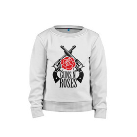 Детский свитшот хлопок с принтом Guns n roses rose в Новосибирске, 100% хлопок | круглый вырез горловины, эластичные манжеты, пояс и воротник | guns and roses | rock | ганс н роуз | музыка | рок