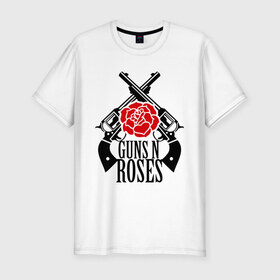 Мужская футболка премиум с принтом Guns n roses rose в Новосибирске, 92% хлопок, 8% лайкра | приталенный силуэт, круглый вырез ворота, длина до линии бедра, короткий рукав | guns and roses | rock | ганс н роуз | музыка | рок