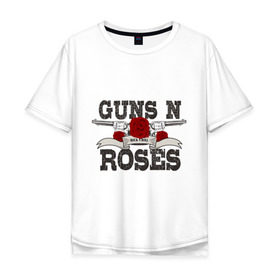 Мужская футболка хлопок Oversize с принтом Guns n roses black в Новосибирске, 100% хлопок | свободный крой, круглый ворот, “спинка” длиннее передней части | guns and roses | rock | ганс н роуз | музыка | рок