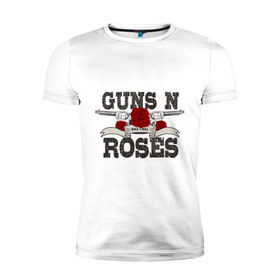 Мужская футболка премиум с принтом Guns n roses black в Новосибирске, 92% хлопок, 8% лайкра | приталенный силуэт, круглый вырез ворота, длина до линии бедра, короткий рукав | guns and roses | rock | ганс н роуз | музыка | рок
