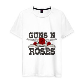 Мужская футболка хлопок с принтом Guns n roses black в Новосибирске, 100% хлопок | прямой крой, круглый вырез горловины, длина до линии бедер, слегка спущенное плечо. | guns and roses | rock | ганс н роуз | музыка | рок
