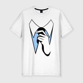 Мужская футболка премиум с принтом White collarrr в Новосибирске, 92% хлопок, 8% лайкра | приталенный силуэт, круглый вырез ворота, длина до линии бедра, короткий рукав | white collar | белый воротничок | воротник | галстук | рубашка | сериал | телесериал